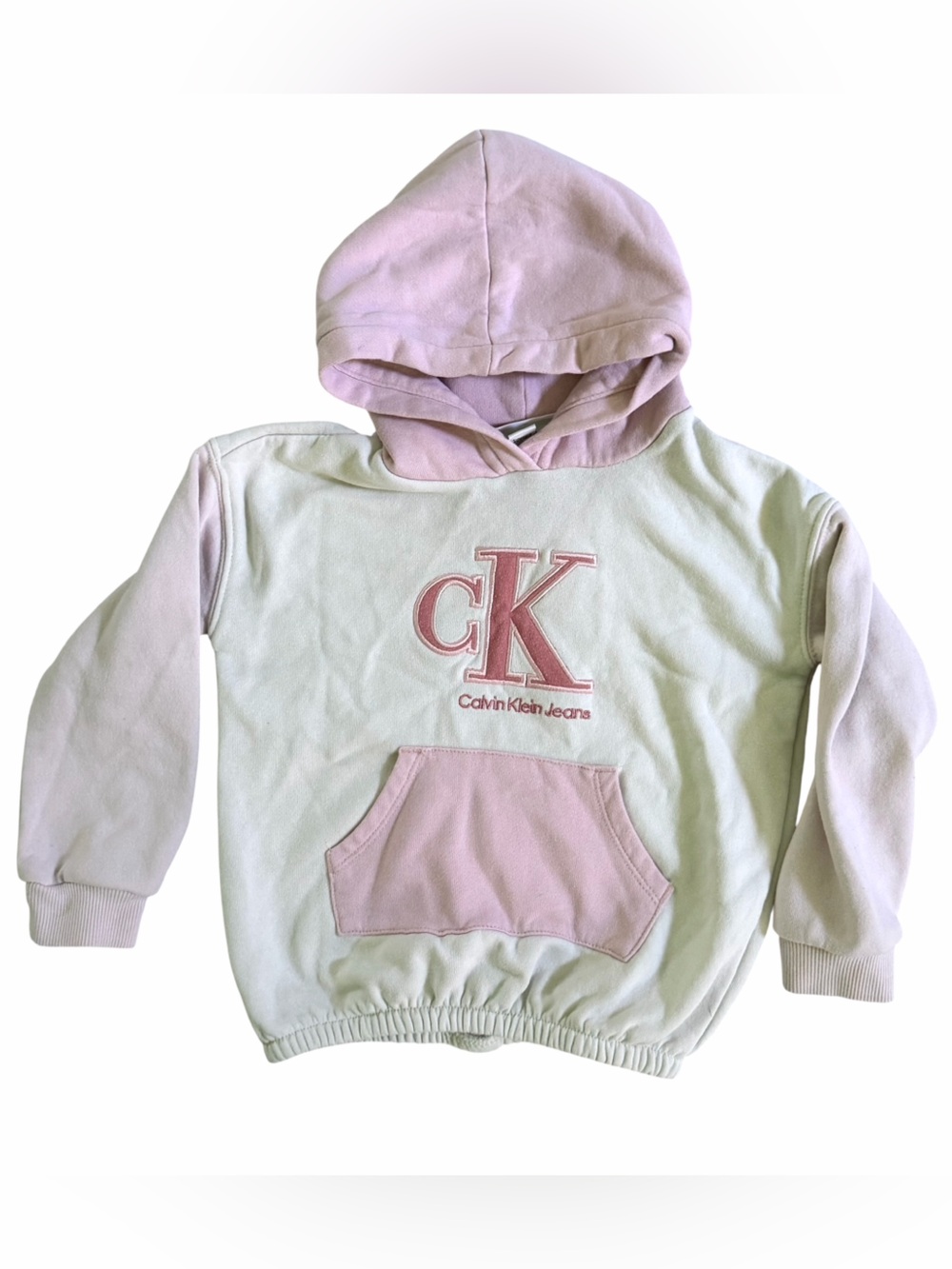 Calvin Klein Jeans Logo Hoodie Toddler Girls 4T Dusty Rose Pink & White